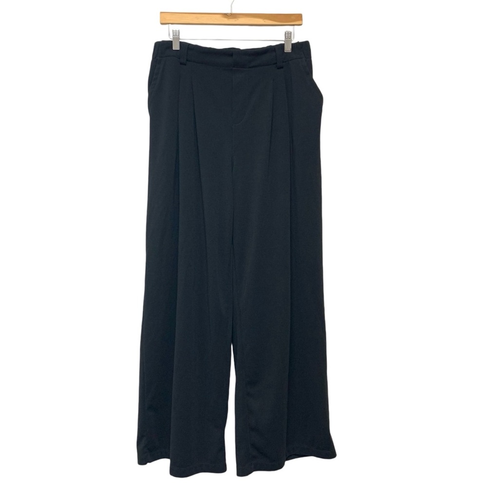 Halara High Waisted Wide Leg Pants Size XL Tall Waffle Fabric Pleated Black - Picture 5 of 16